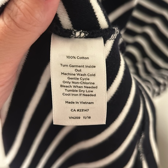 Talbots 100% Cotton Navy Blue and White Striped Dress  Coastal Size Small - Picture 4 of 6